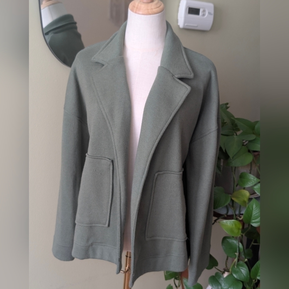 Time and Tru Women's Oversized Size Small Green Long Sleeve Open Front Jacket